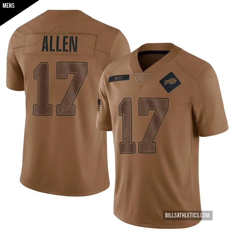 Men's Buffalo Bills ＃17 Josh Allen Brown Limited 2023 Salute To Service Jersey
