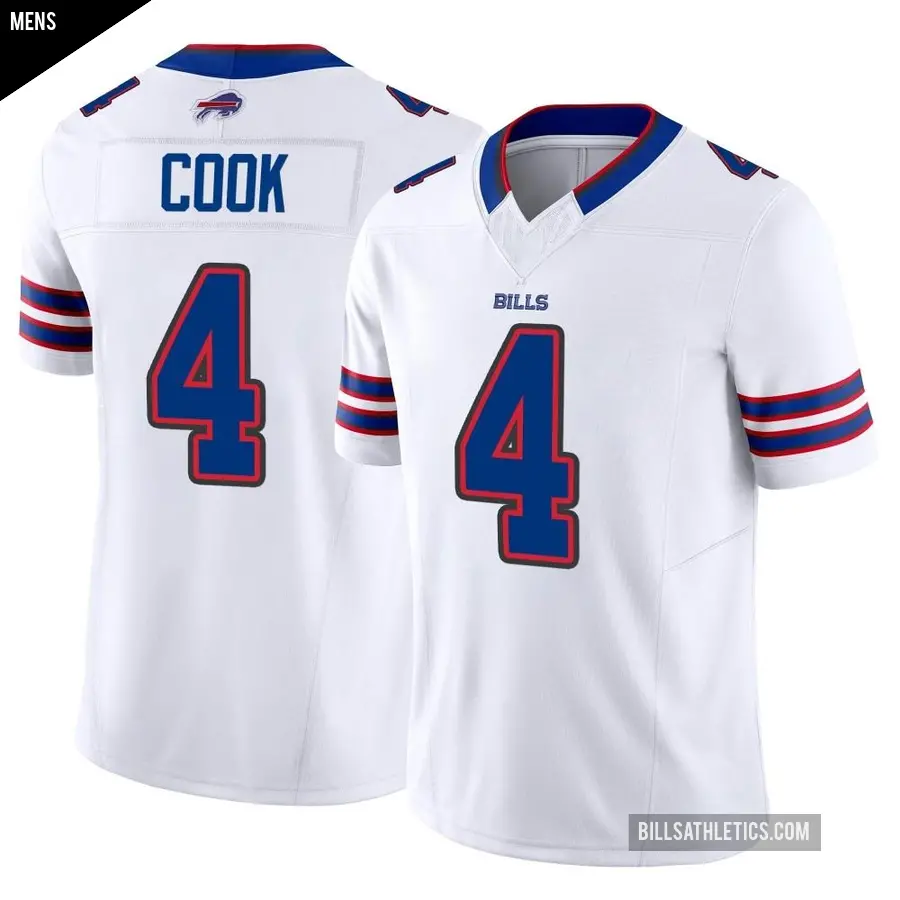 Men's Buffalo Bills ＃4 James Cook White Limited Vapor F.U.S.E. Jersey