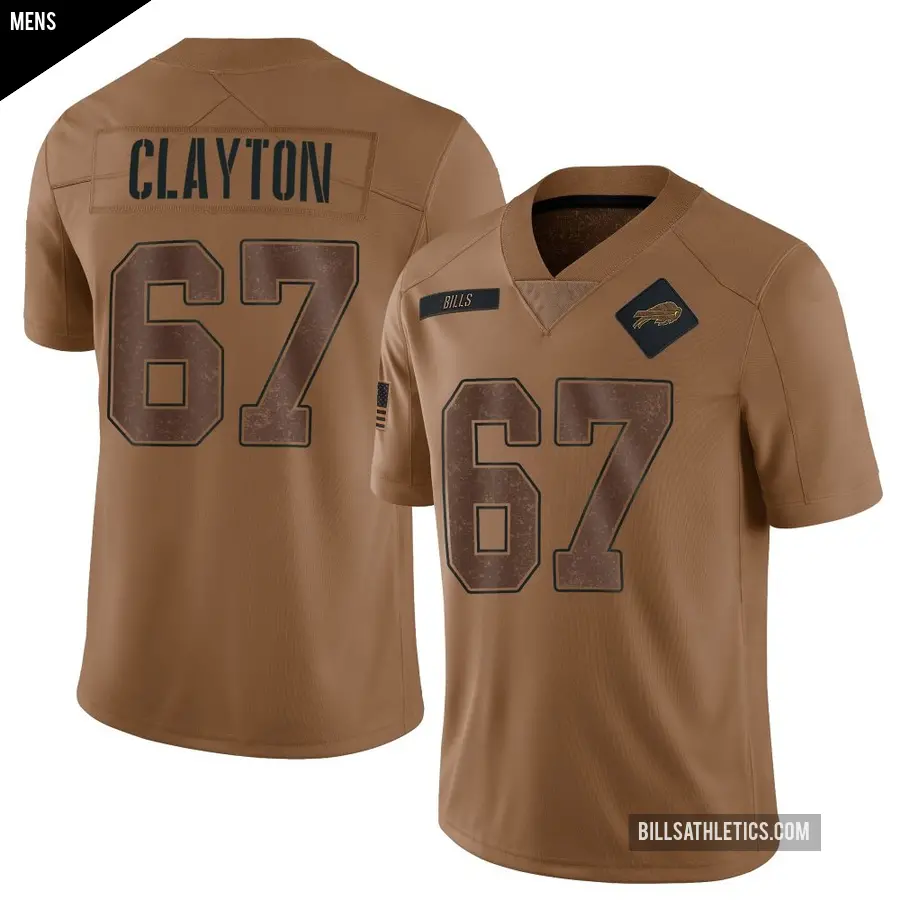Men's Buffalo Bills ＃67 Travis Clayton Brown Limited 2023 Salute To Service Jersey