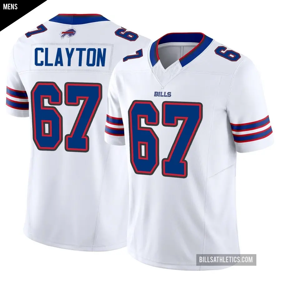 Men's Buffalo Bills ＃67 Travis Clayton White Limited Vapor F.U.S.E. Jersey
