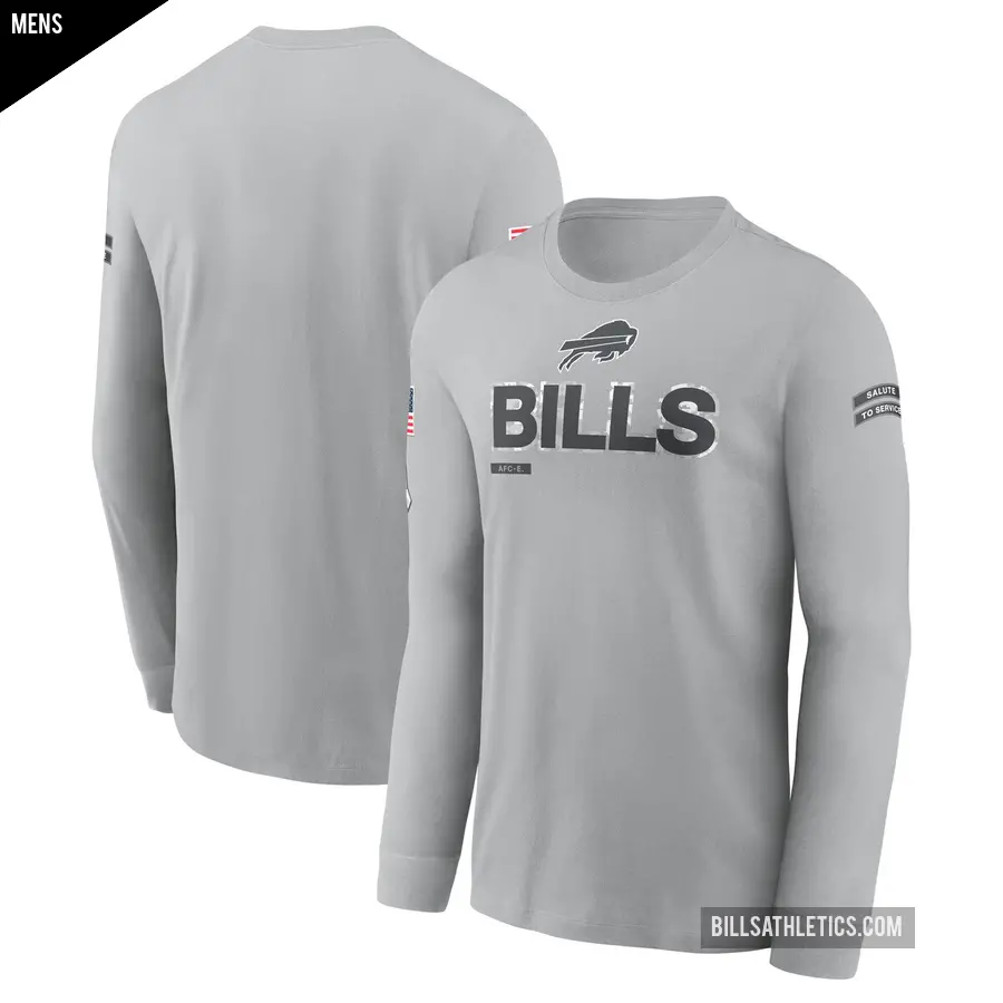 Men's Buffalo Bills Gray 2024 Salute To Service Long Sleeve T-Shirt