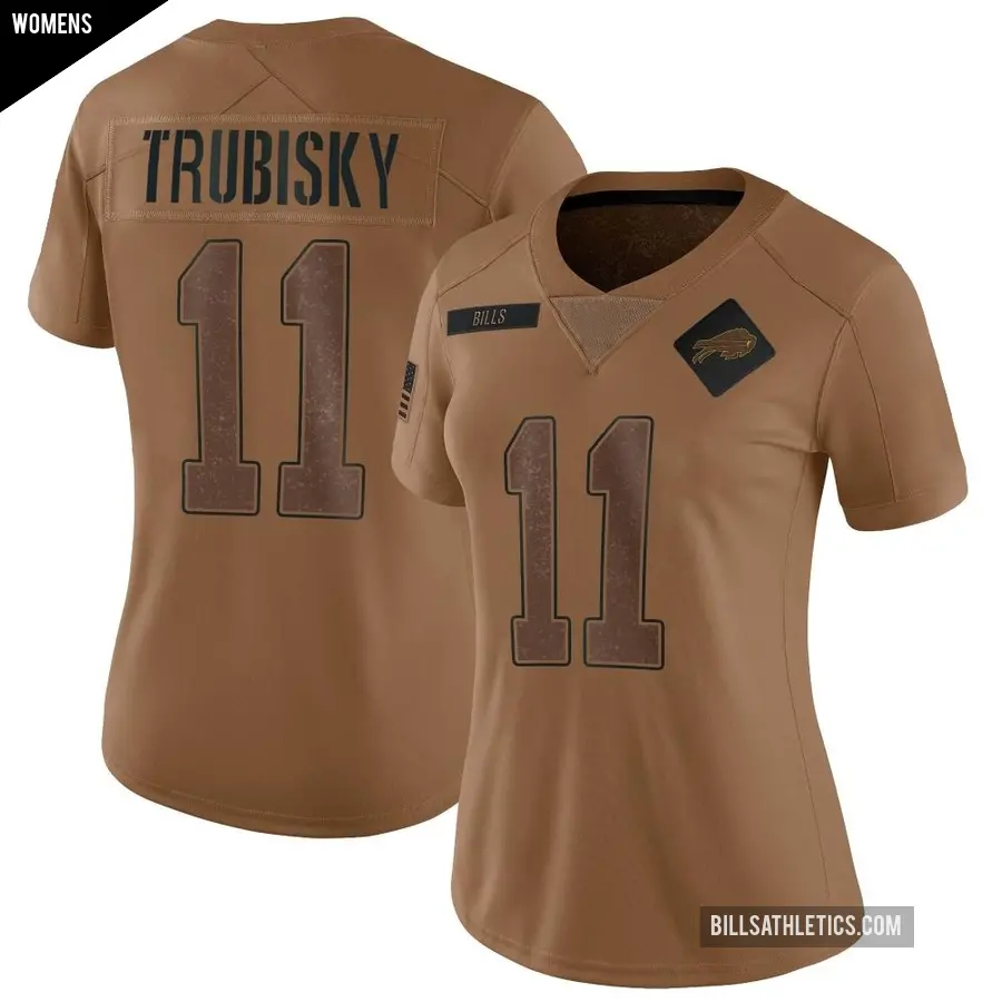 Women's Buffalo Bills ＃11 Mitchell Trubisky Brown Limited 2023 Salute To Service Jersey