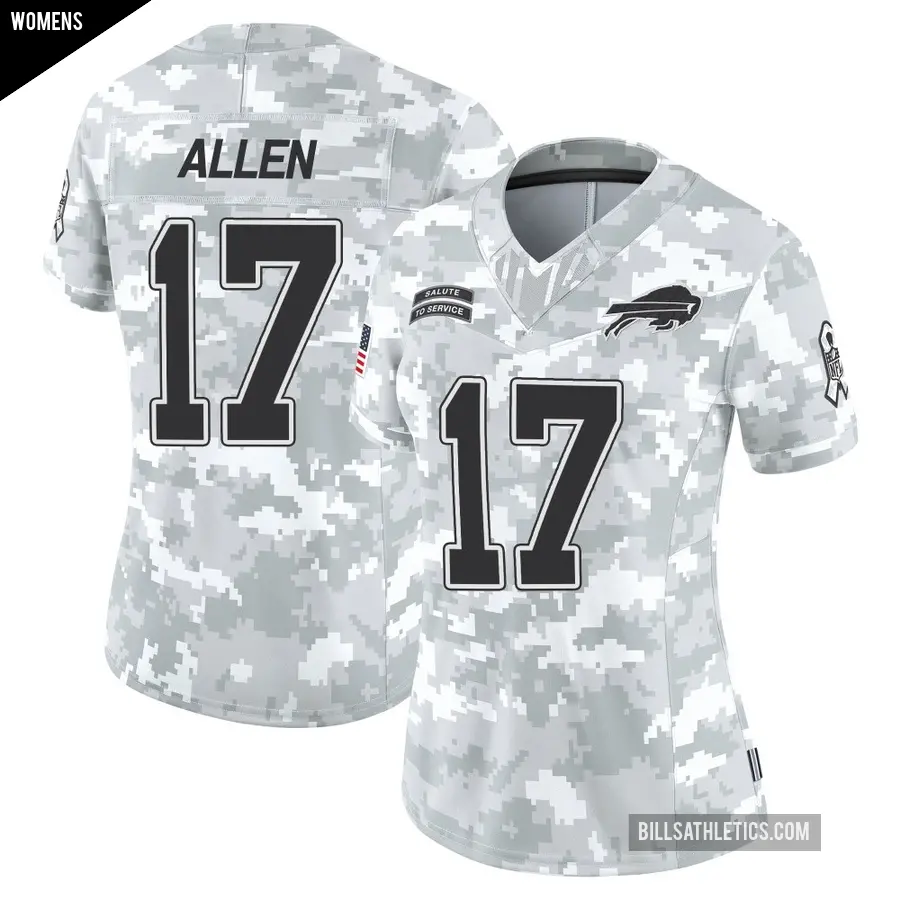 Women's Buffalo Bills ＃17 Josh Allen Arctic Camo Limited 2024 Salute to Service Jersey