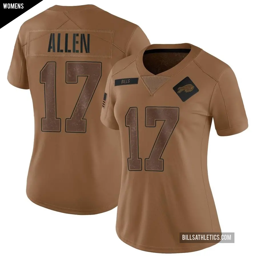 Women's Buffalo Bills ＃17 Josh Allen Brown Limited 2023 Salute To Service Jersey