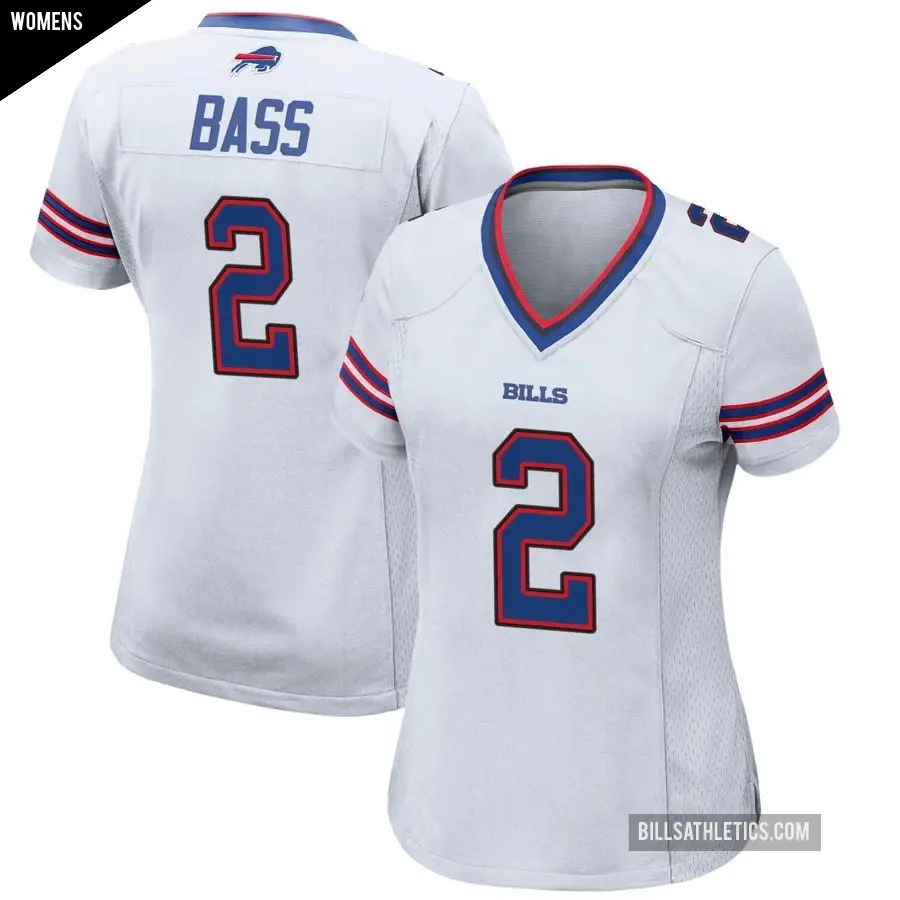 Women's Buffalo Bills ＃2 Tyler Bass White Game Jersey