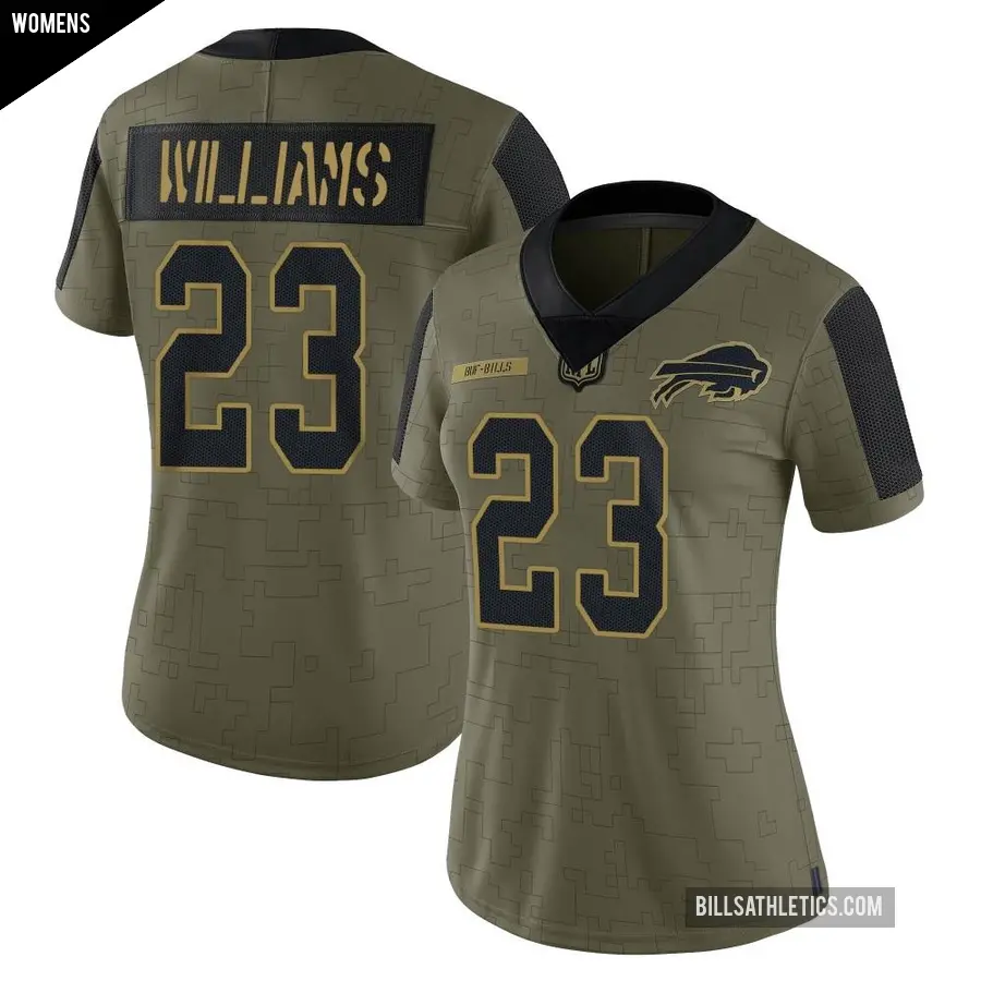 Women's Buffalo Bills ＃23 Aaron Williams Olive Limited 2021 Salute To Service Jersey
