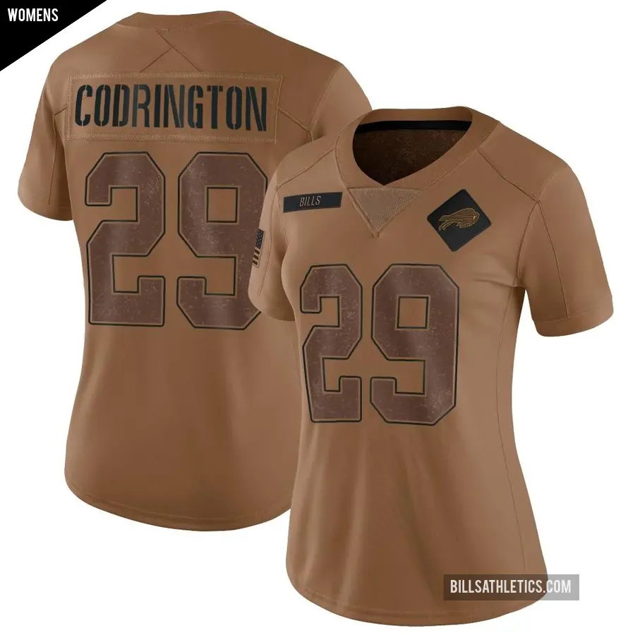 Women's Buffalo Bills ＃29 Brandon Codrington Brown Limited 2023 Salute To Service Jersey