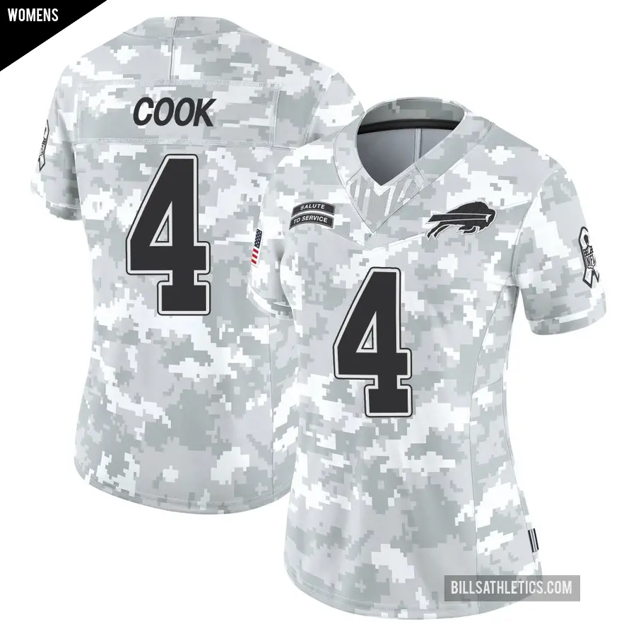 Women's Buffalo Bills ＃4 James Cook Arctic Camo Limited 2024 Salute to Service Jersey