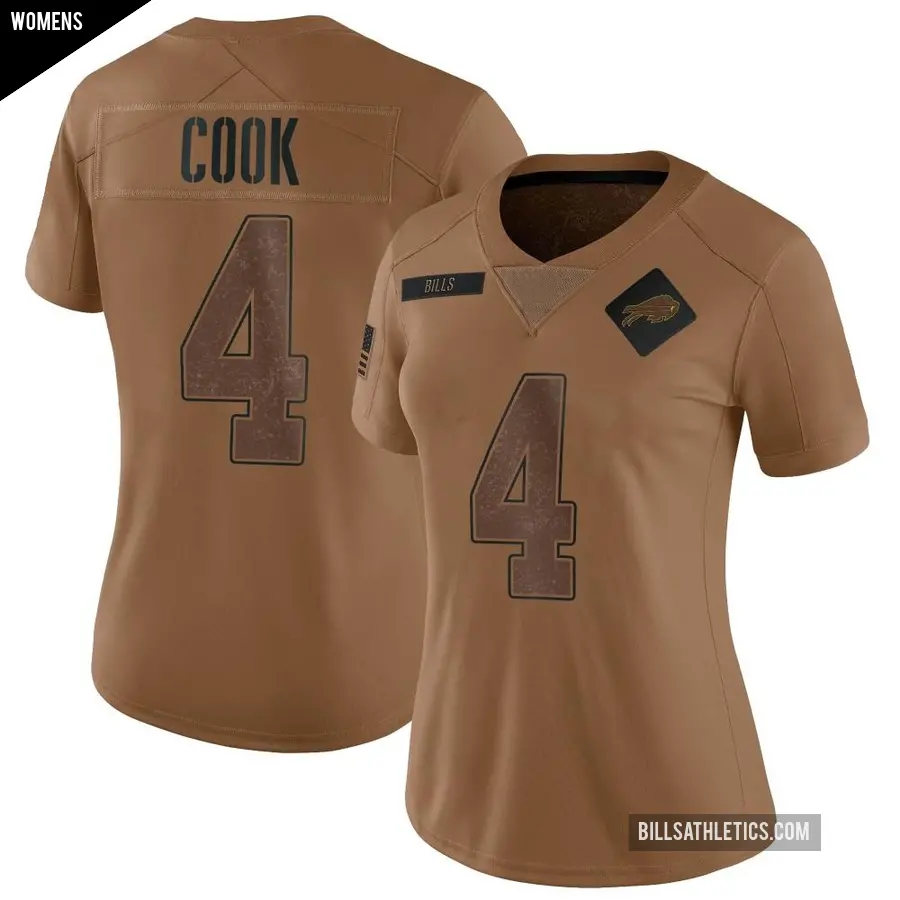 Women's Buffalo Bills ＃4 James Cook Brown Limited 2023 Salute To Service Jersey