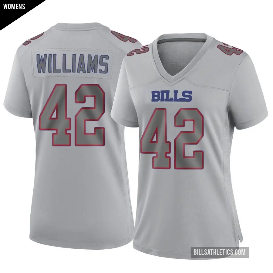 Women's Buffalo Bills ＃42 Dorian Williams Gray Game Atmosphere Fashion Jersey