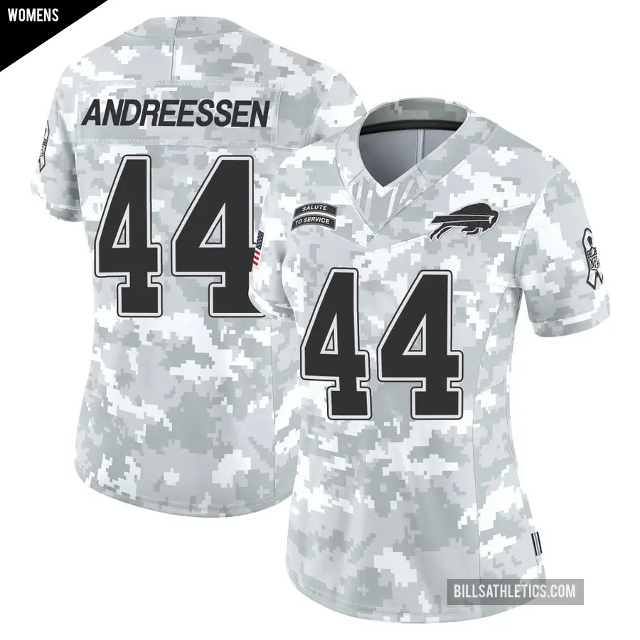 Women's Buffalo Bills ＃44 Joe Andreessen Arctic Camo Limited 2024 Salute to Service Jersey