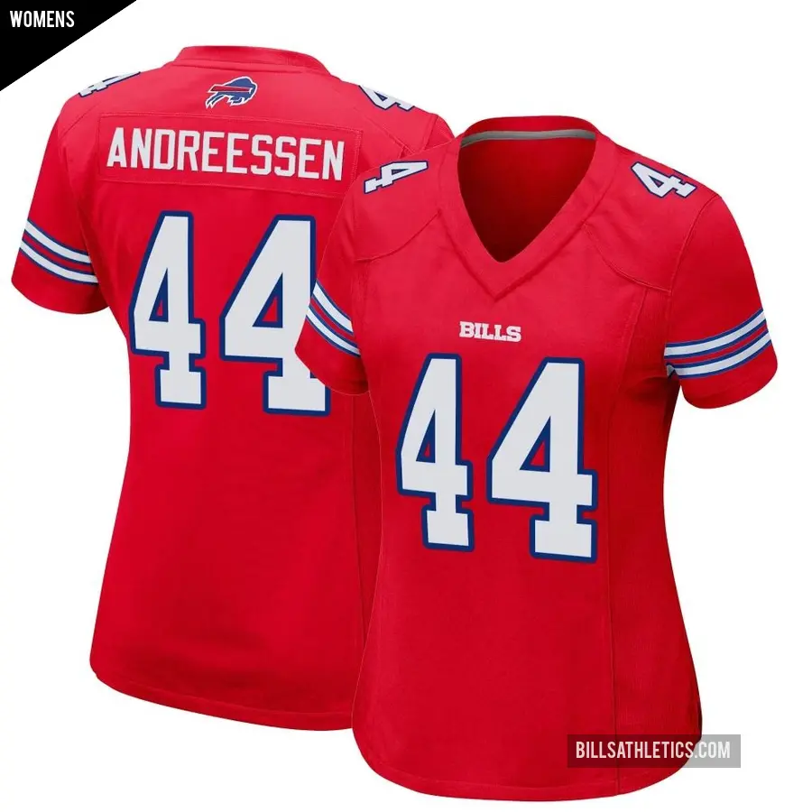 Women's Buffalo Bills ＃44 Joe Andreessen Red Game Alternate Jersey
