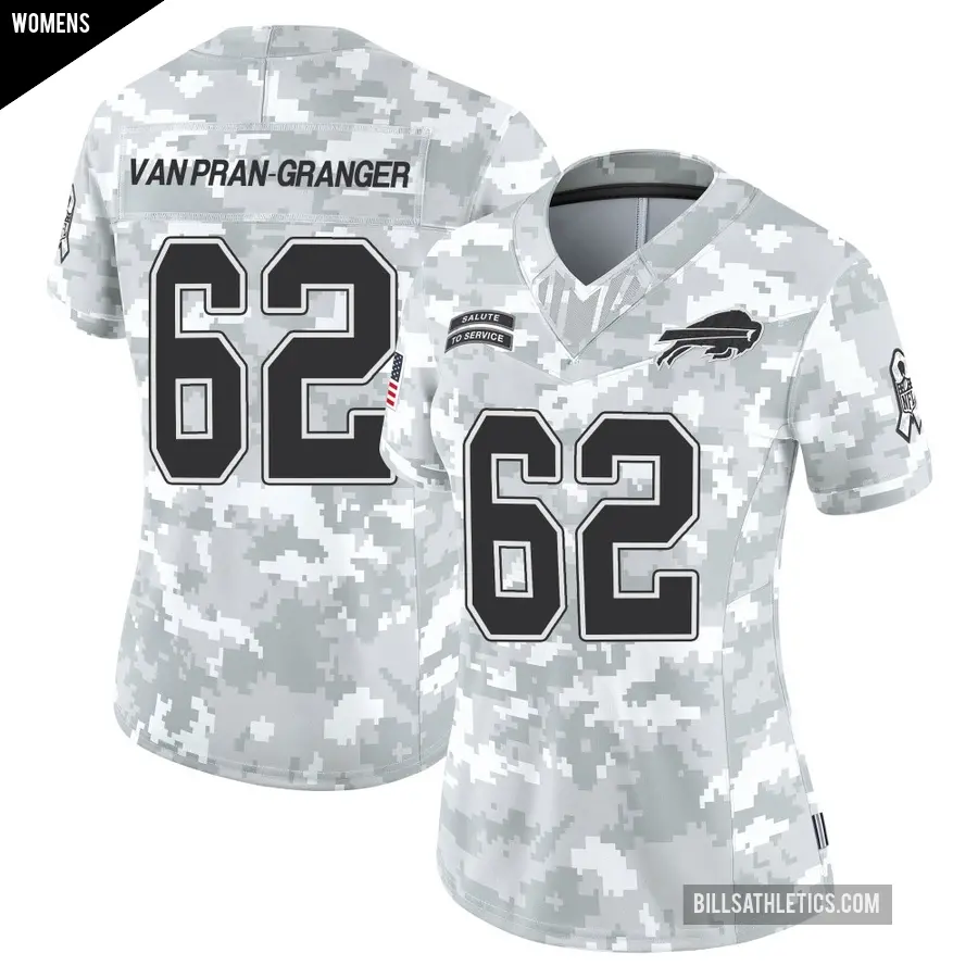 Women's Buffalo Bills ＃62 Sedrick Van Pran-Granger Arctic Camo Limited 2024 Salute to Service Jersey