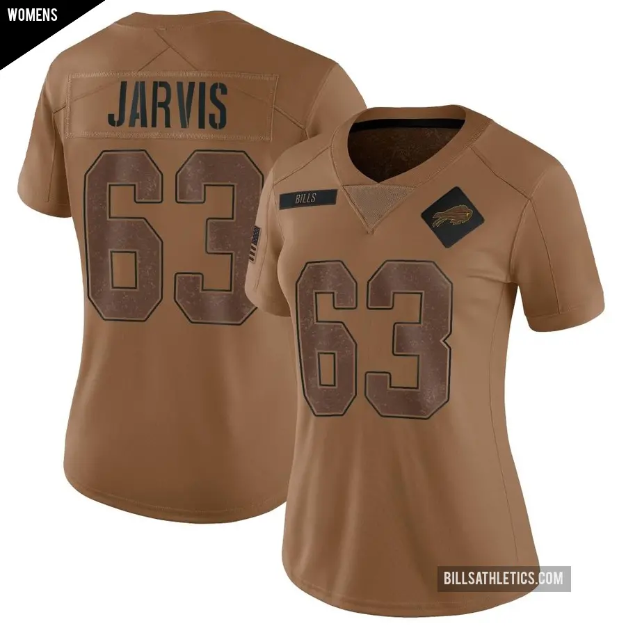 Women's Buffalo Bills ＃63 Kevin Jarvis Brown Limited 2023 Salute To Service Jersey