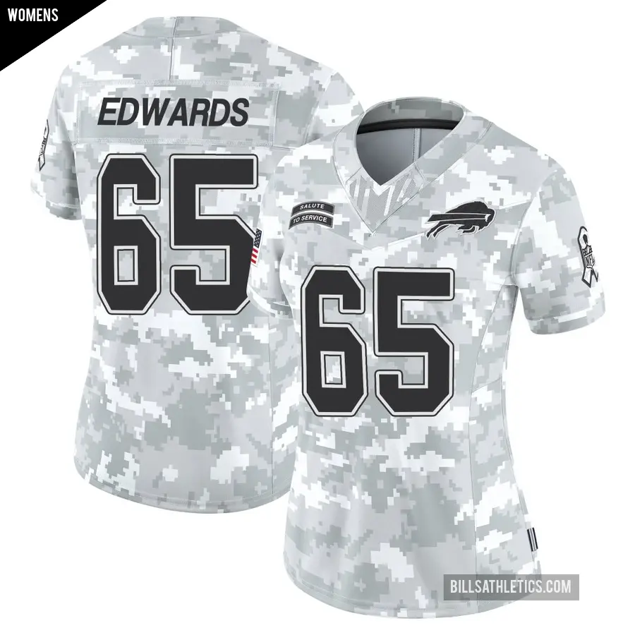 Women's Buffalo Bills ＃65 Mike Edwards Arctic Camo Limited 2024 Salute to Service Jersey