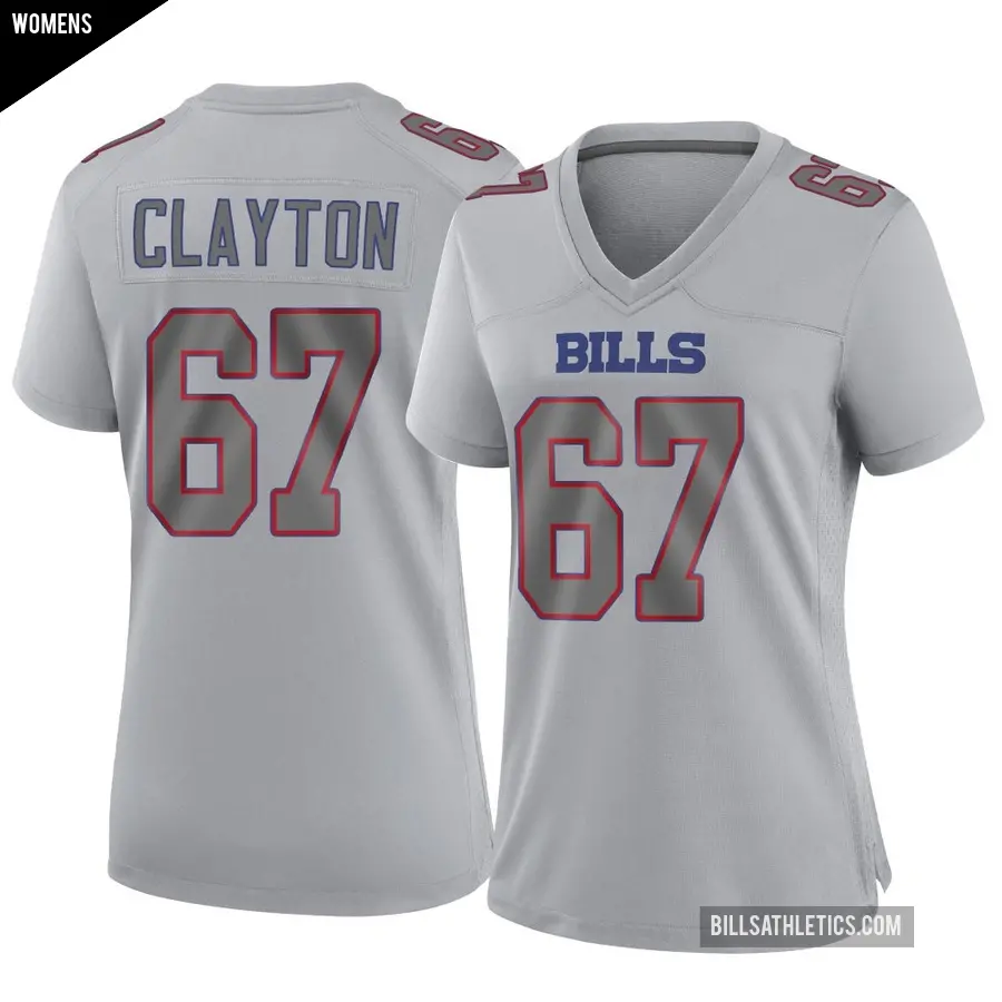 Women's Buffalo Bills ＃67 Travis Clayton Gray Game Atmosphere Fashion Jersey