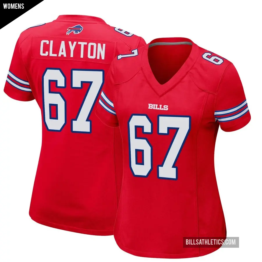 Women's Buffalo Bills ＃67 Travis Clayton Red Game Alternate Jersey