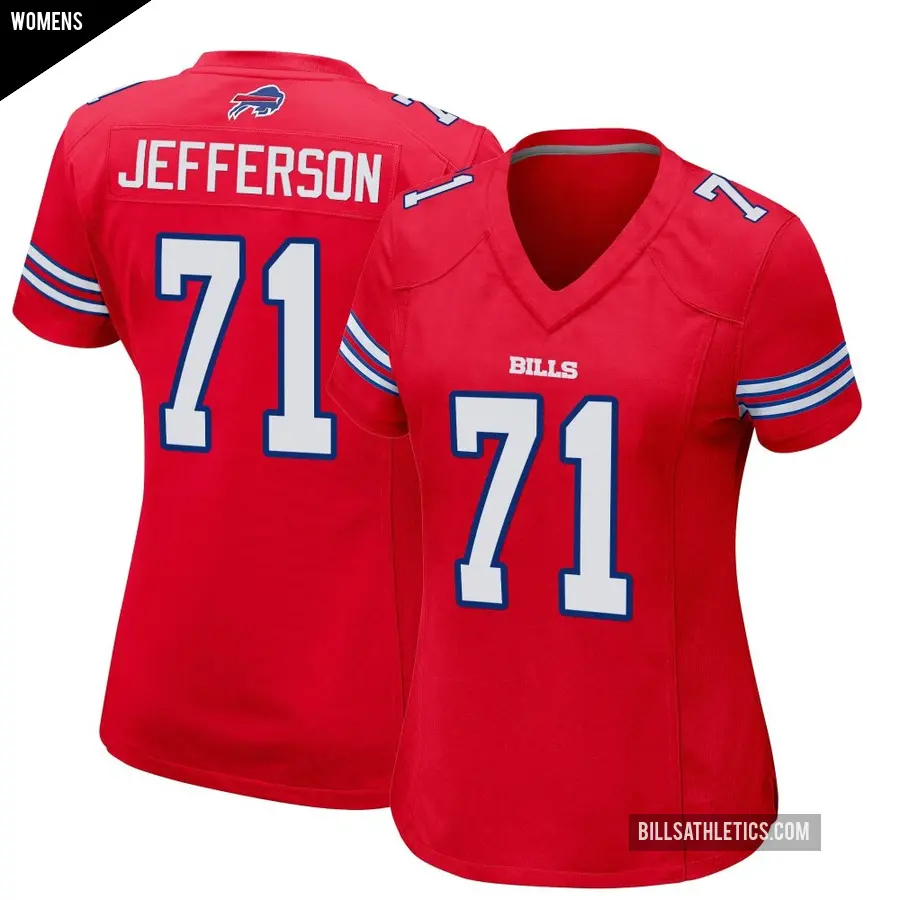 Women's Buffalo Bills ＃71 Quinton Jefferson Red Game Alternate Jersey