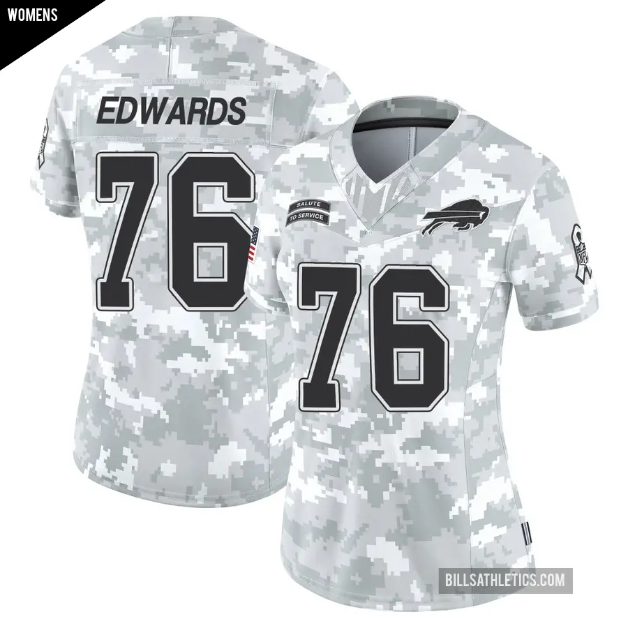Women's Buffalo Bills ＃76 David Edwards Arctic Camo Limited 2024 Salute to Service Jersey