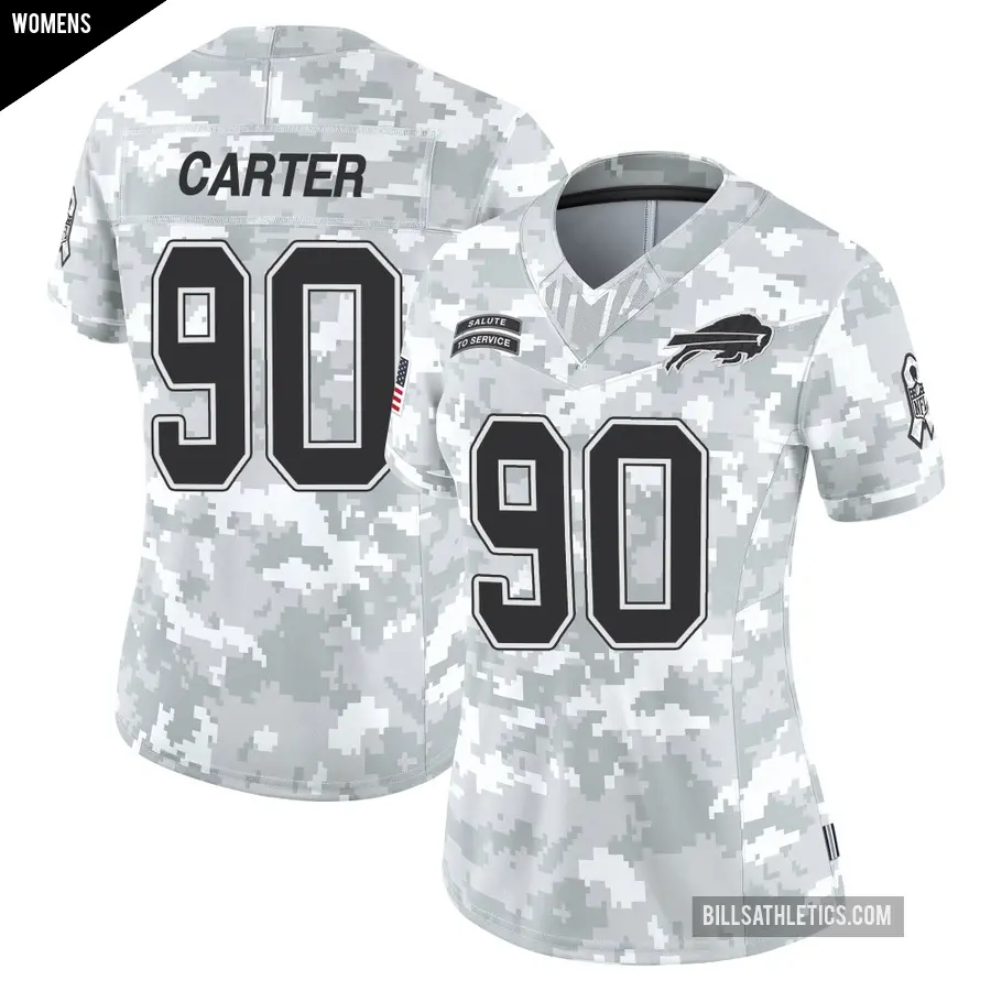 Women's Buffalo Bills ＃90 DeWayne Carter Arctic Camo Limited 2024 Salute to Service Jersey