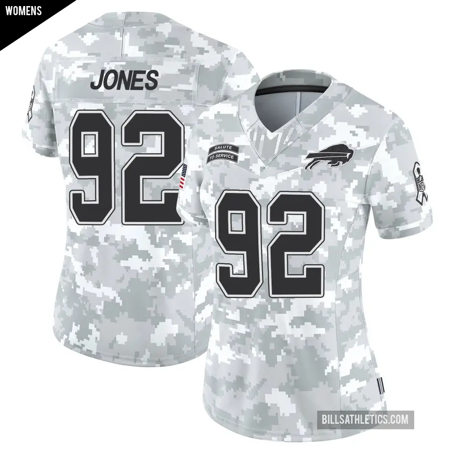 Women's Buffalo Bills ＃92 DaQuan Jones Arctic Camo Limited 2024 Salute to Service Jersey