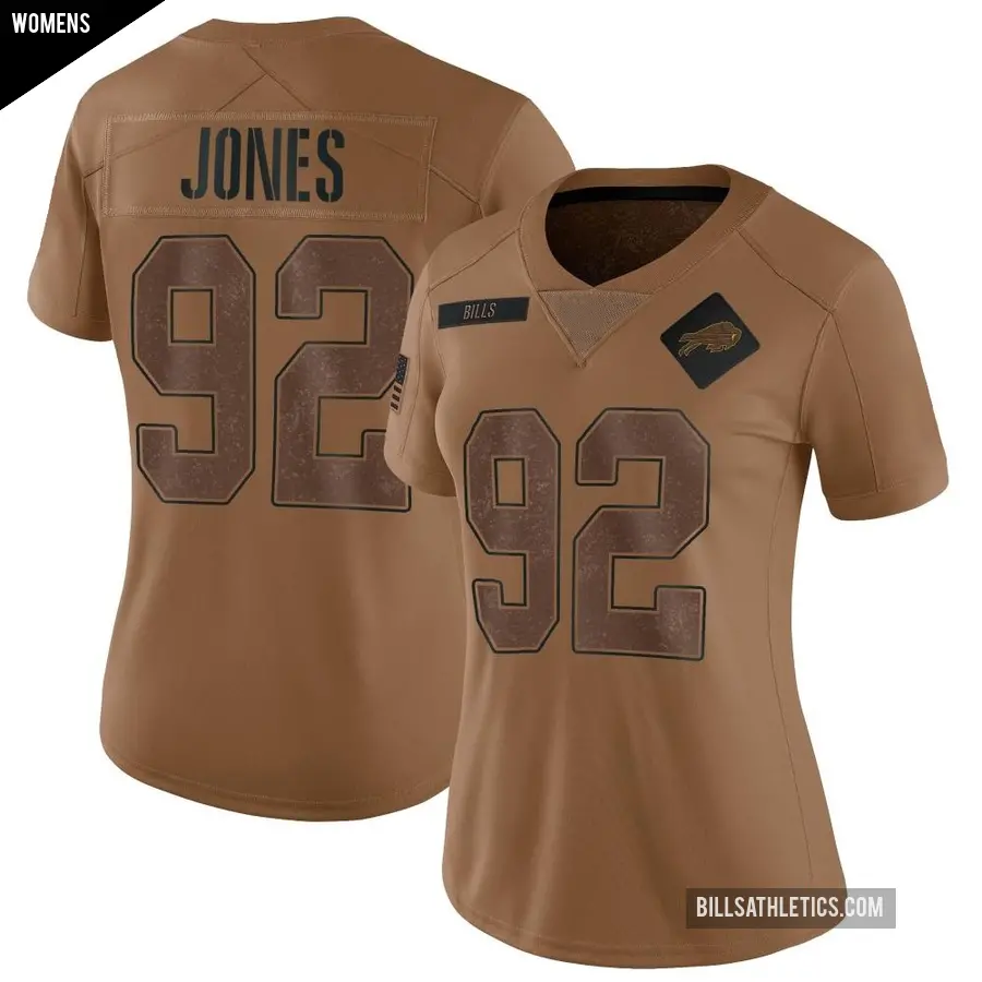 Women's Buffalo Bills ＃92 DaQuan Jones Brown Limited 2023 Salute To Service Jersey