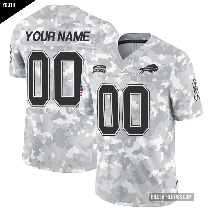 Youth Buffalo Bills ＃00 Custom Arctic Camo Limited 2024 Salute to Service Jersey