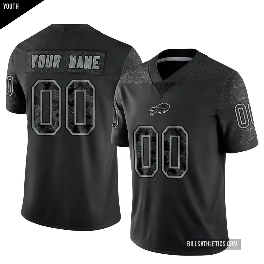 Youth Buffalo Bills ＃00 Custom Black Limited Reflective Jersey