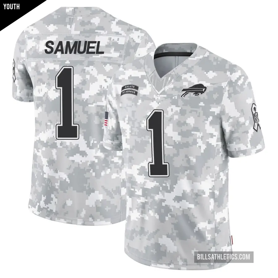 Youth Buffalo Bills ＃1 Curtis Samuel Arctic Camo Limited 2024 Salute to Service Jersey
