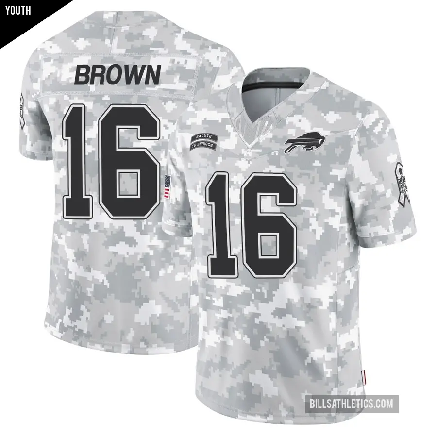 Youth Buffalo Bills ＃16 John Brown Arctic Camo Limited 2024 Salute to Service Jersey