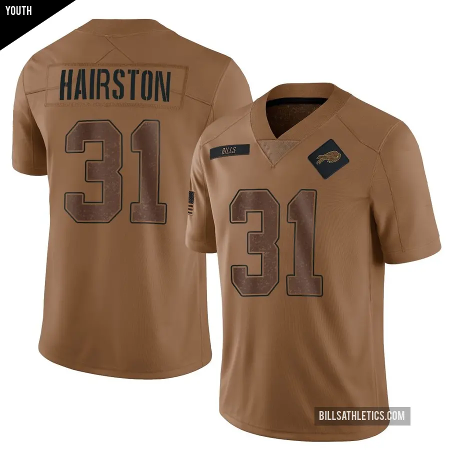 Youth Buffalo Bills ＃31 Maxwell Hairston Brown Limited 2023 Salute To Service Jersey