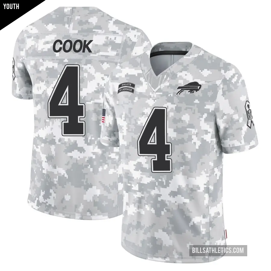 Youth Buffalo Bills ＃4 James Cook Arctic Camo Limited 2024 Salute to Service Jersey