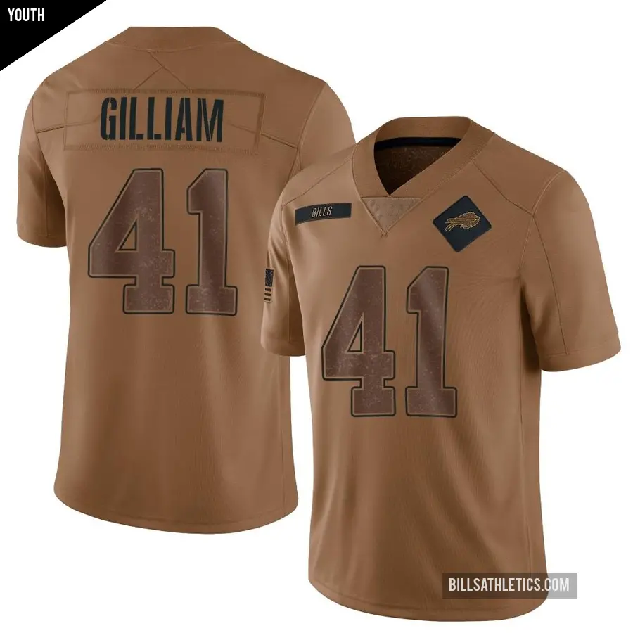 Youth Buffalo Bills ＃41 Reggie Gilliam Brown Limited 2023 Salute To Service Jersey