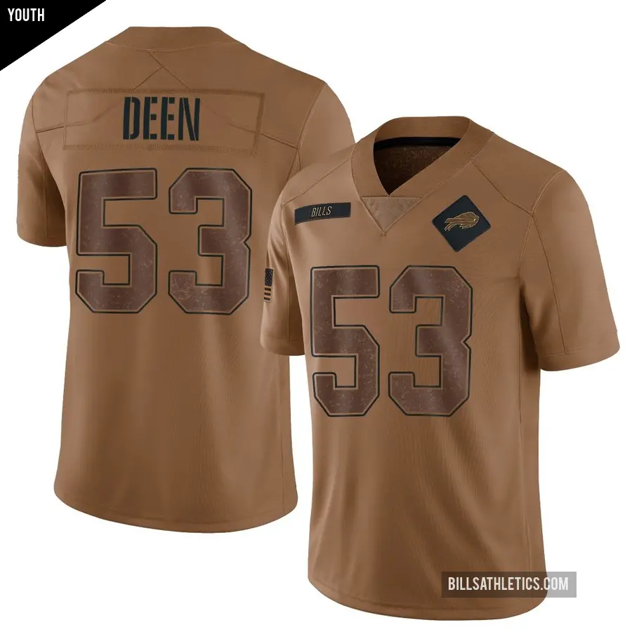 Youth Buffalo Bills ＃53 Branson Deen Brown Limited 2023 Salute To Service Jersey
