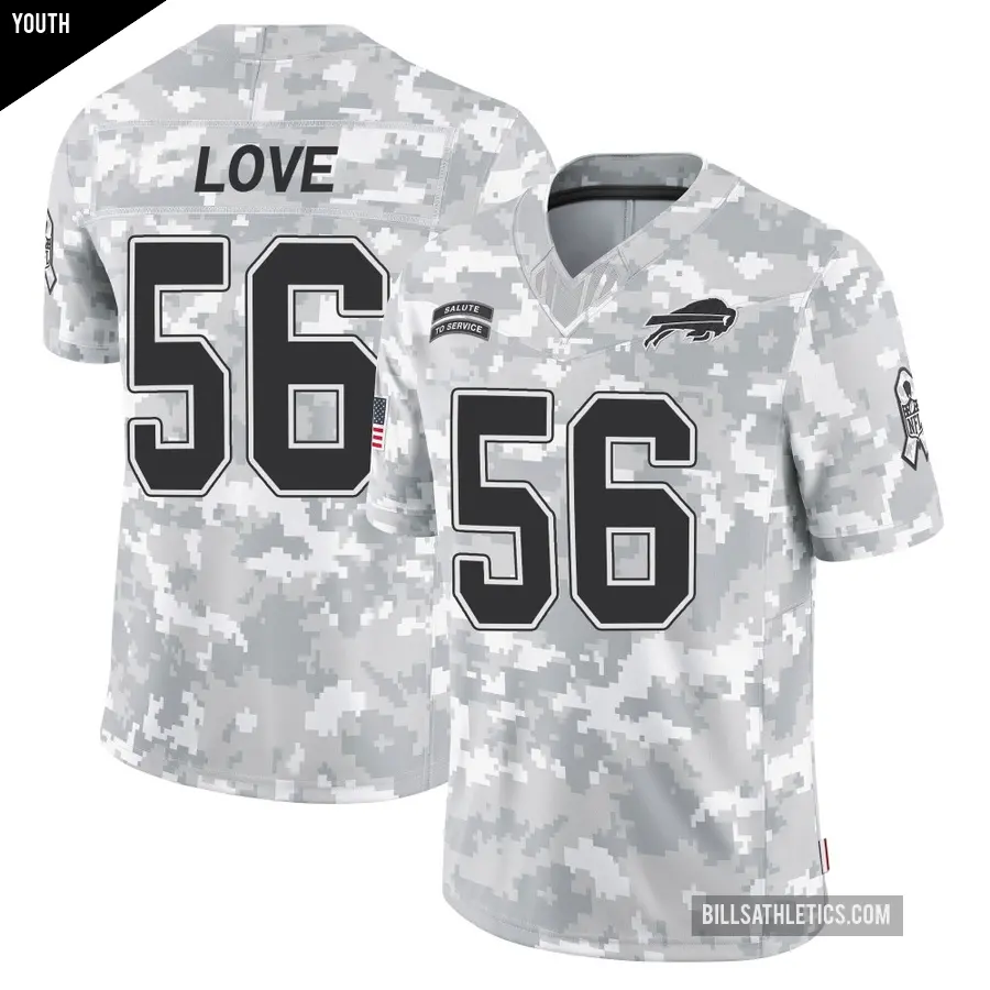 Youth Buffalo Bills ＃56 Mike Love Arctic Camo Limited 2024 Salute to Service Jersey