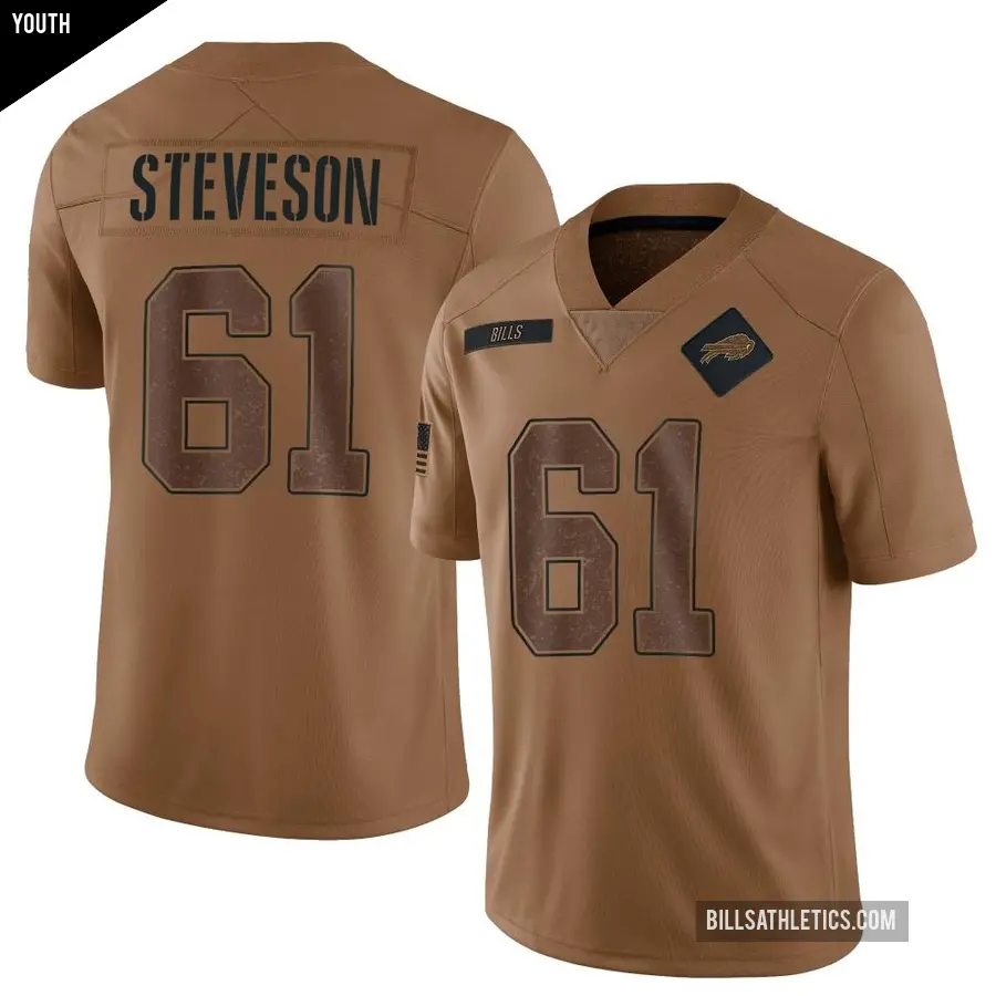 Youth Buffalo Bills ＃61 Gable Steveson Brown Limited 2023 Salute To Service Jersey