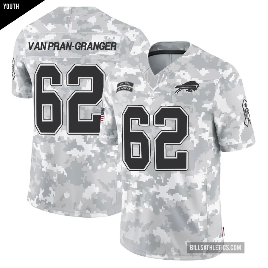 Youth Buffalo Bills ＃62 Sedrick Van Pran-Granger Arctic Camo Limited 2024 Salute to Service Jersey