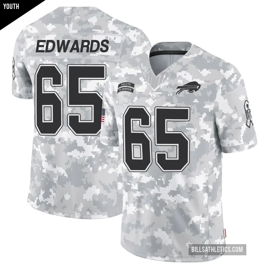 Youth Buffalo Bills ＃65 Mike Edwards Arctic Camo Limited 2024 Salute to Service Jersey