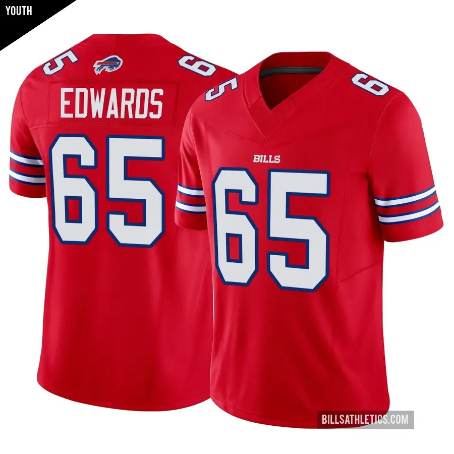 Youth Buffalo Bills ＃65 Mike Edwards Red Limited Vapor F.U.S.E. Jersey