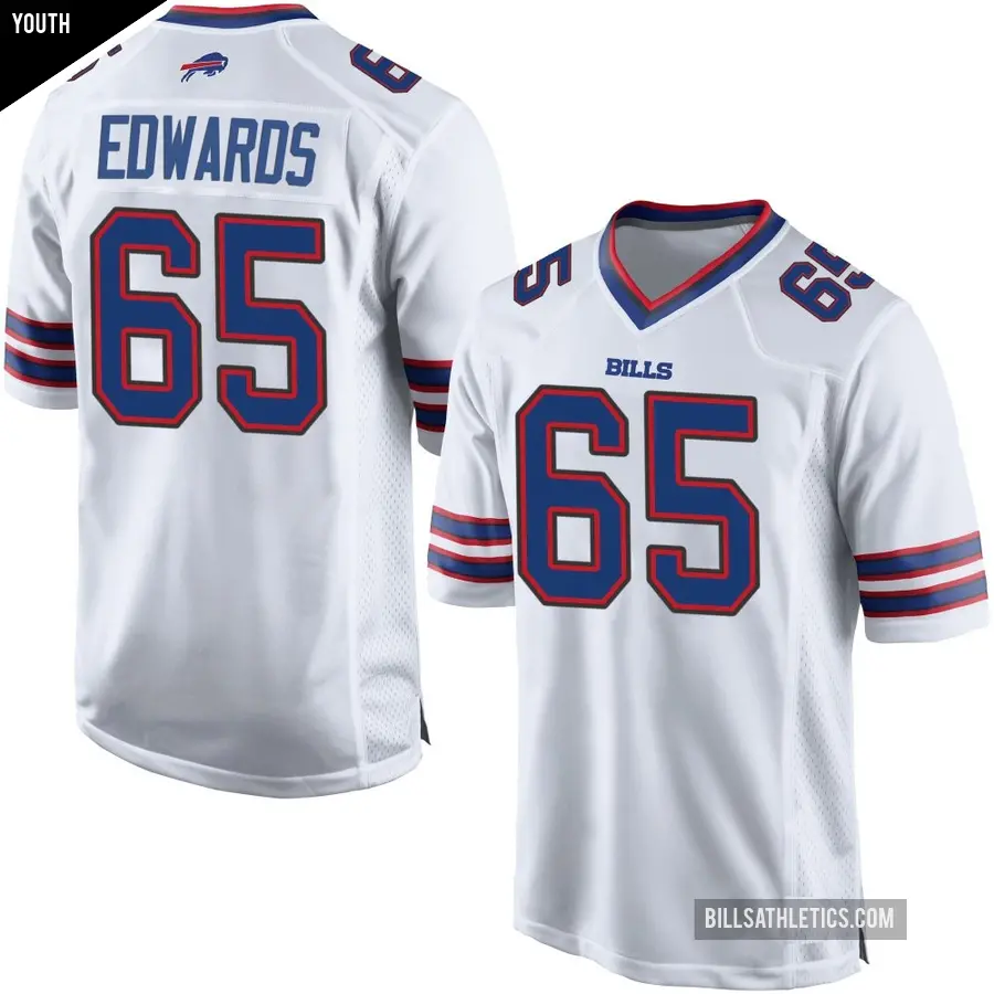 Youth Buffalo Bills ＃65 Mike Edwards White Game Jersey