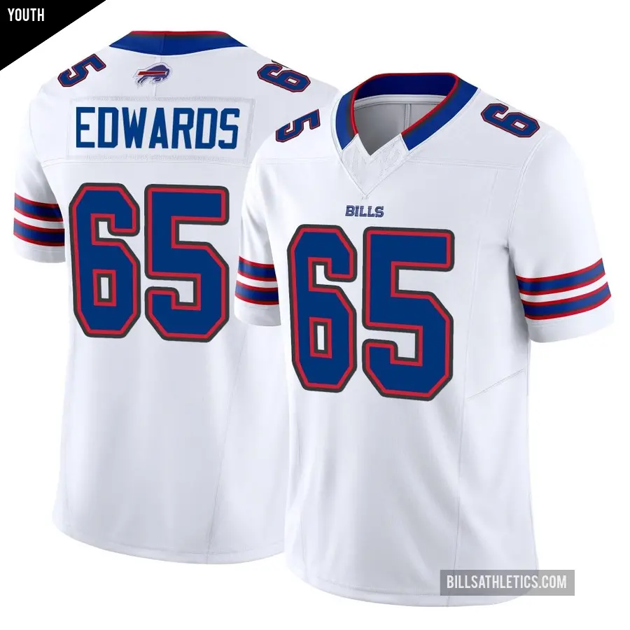 Youth Buffalo Bills ＃65 Mike Edwards White Limited Vapor F.U.S.E. Jersey