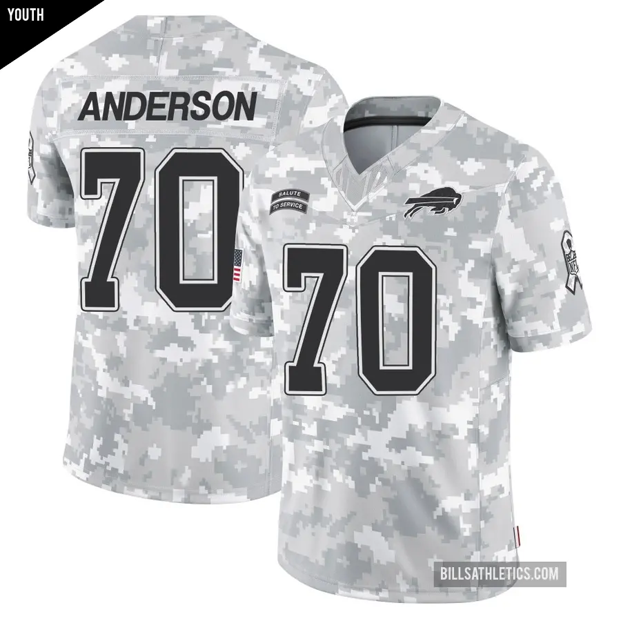 Youth Buffalo Bills ＃70 Alec Anderson Arctic Camo Limited 2024 Salute to Service Jersey