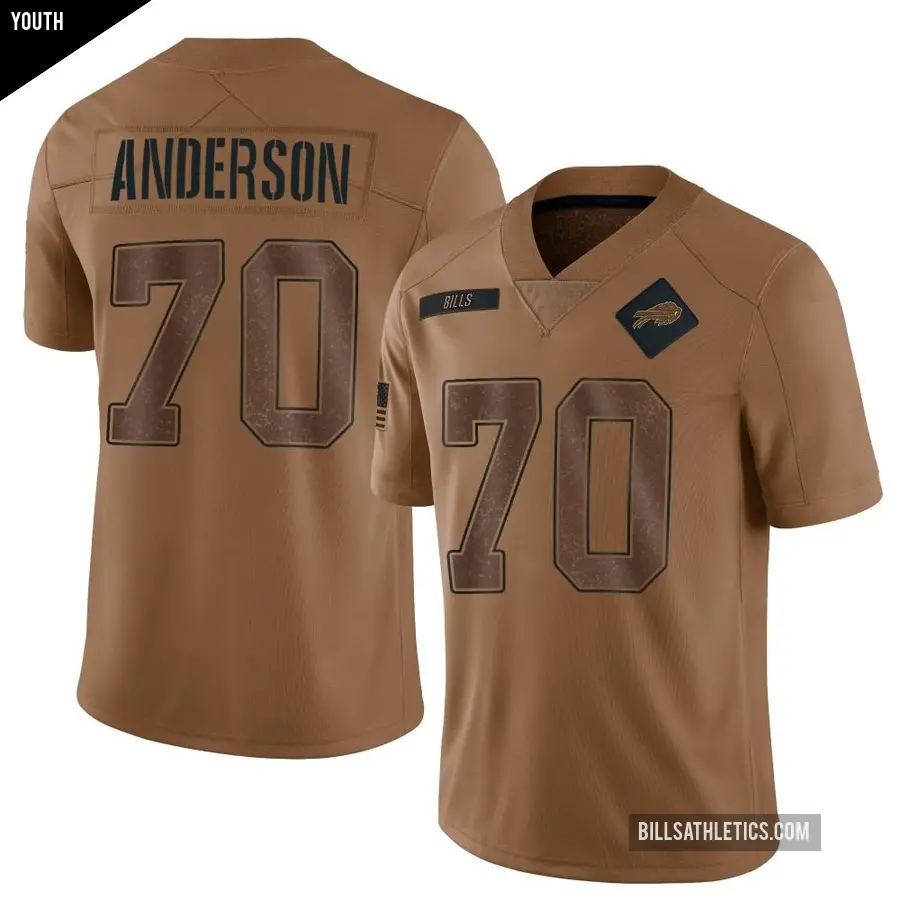 Youth Buffalo Bills ＃70 Alec Anderson Brown Limited 2023 Salute To Service Jersey