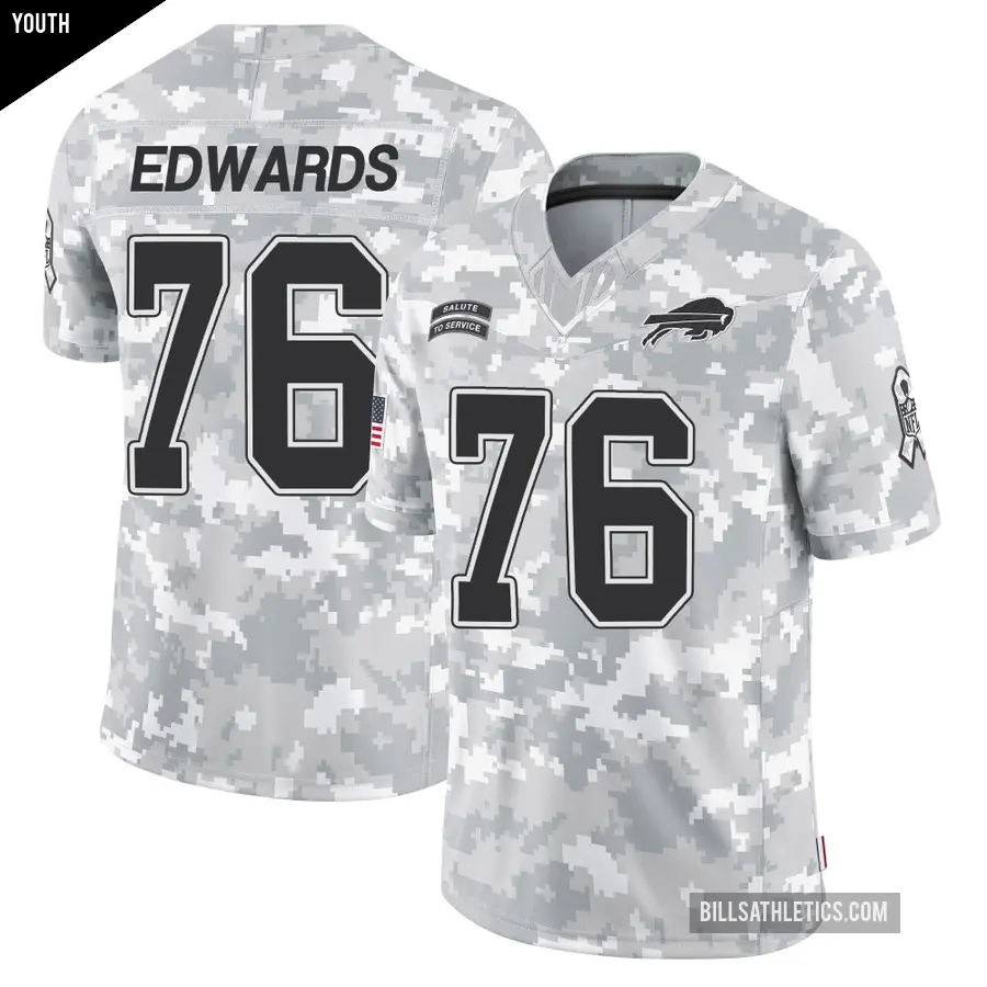 Youth Buffalo Bills ＃76 David Edwards Arctic Camo Limited 2024 Salute to Service Jersey