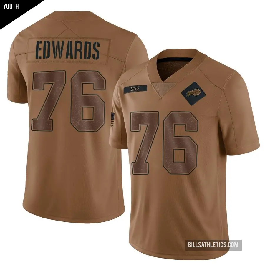 Youth Buffalo Bills ＃76 David Edwards Brown Limited 2023 Salute To Service Jersey