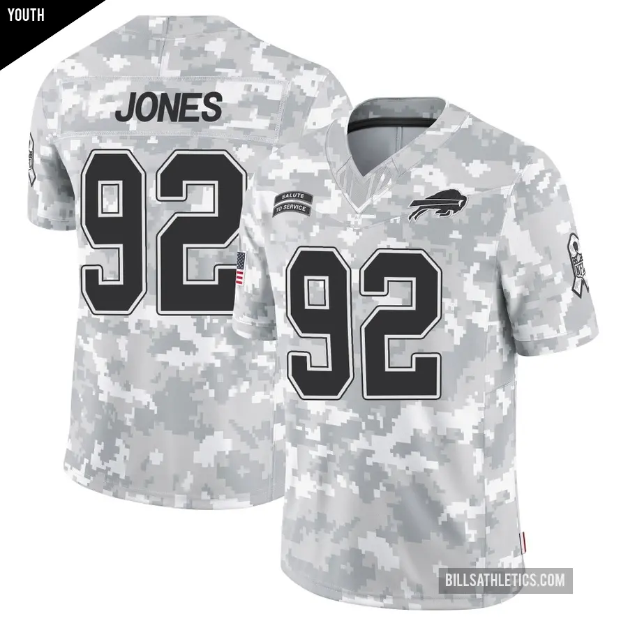 Youth Buffalo Bills ＃92 DaQuan Jones Arctic Camo Limited 2024 Salute to Service Jersey